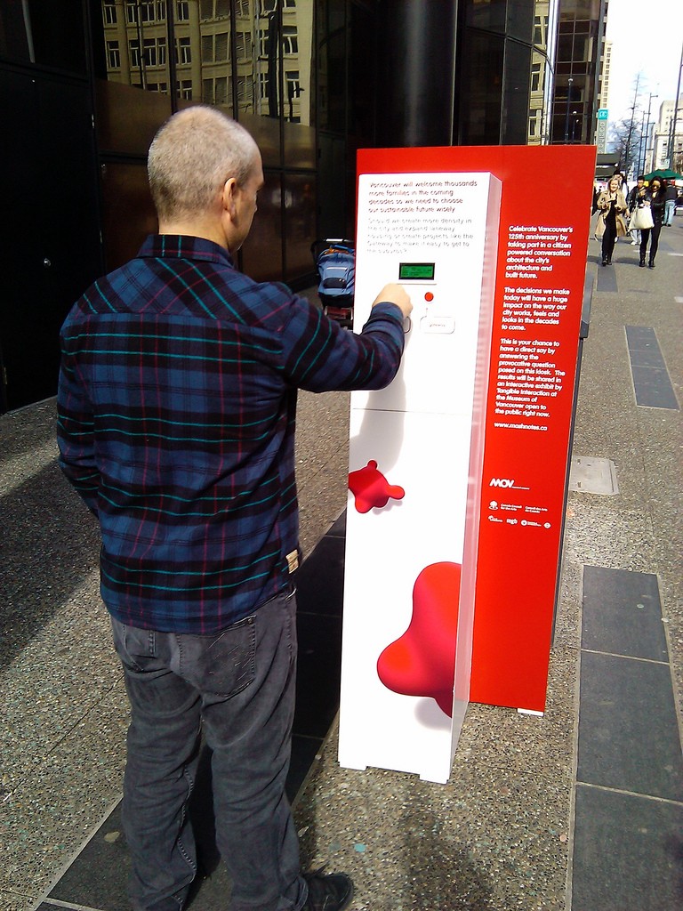 Figure 1: Voice It kiosk on Granville Street (image credit: Tangible Interaction)