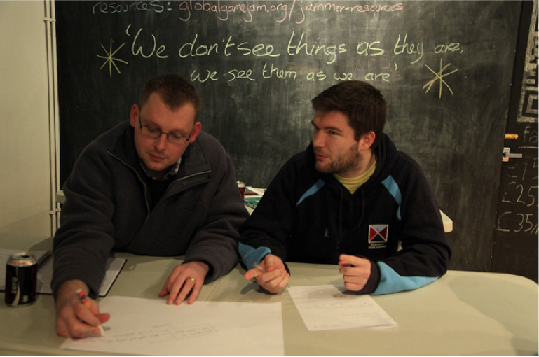 Figure 4: Participants engaged in a games development event at Farset Labs 
(Photo: Ben Bland)