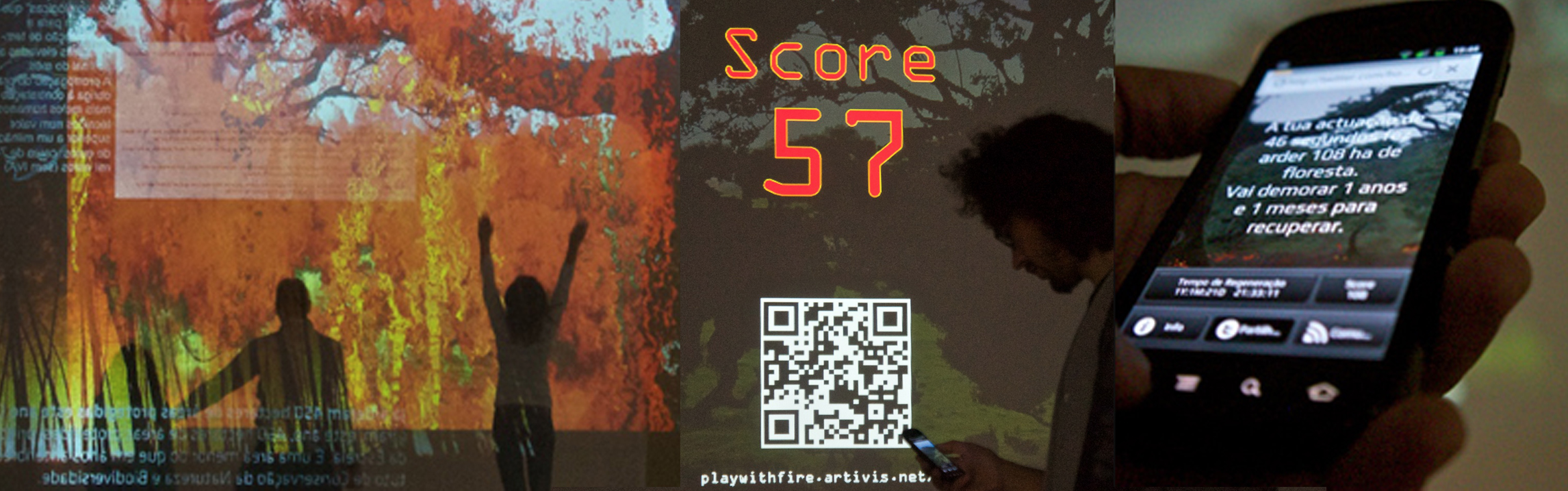 Play with Fire at Creative Algorithms exhibition: the news mashup, user interaction on site and mobile application with consequences to carry. An ARTiVIS experience by Mónica Mendes, Pedro Ângelo, Valentina Nisi and Nuno Correia.