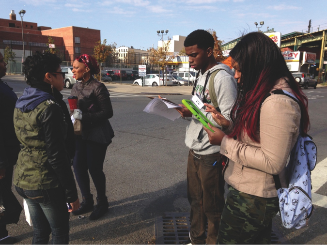 Fig. 1. One group of students conducts an interview with lottery players