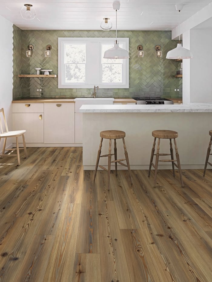 A modern kitchen with EF Hard Surface flooring.
