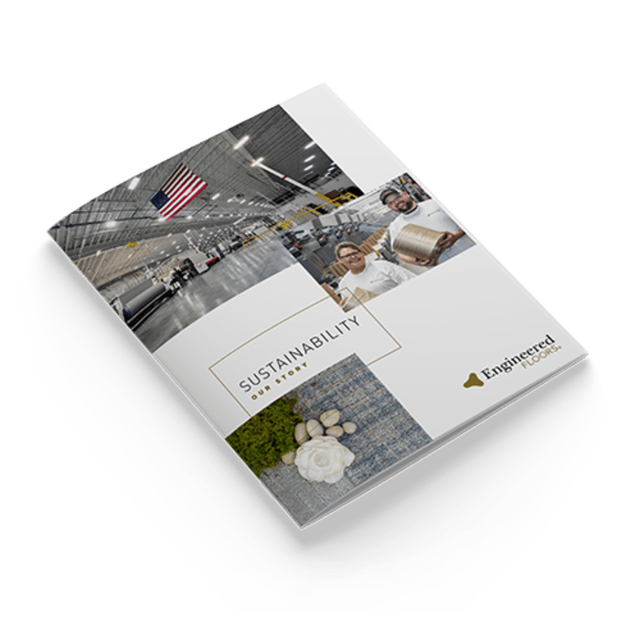 document mockup of Engineered Floors' 2025 Sustainability Report