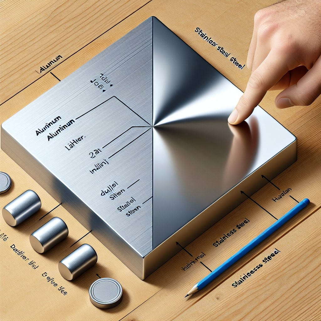 How can I tell the difference between aluminum and stainless steel just by looking at or touching it?