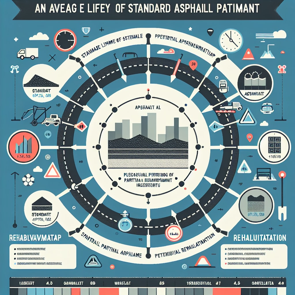 How many years is the average life time of standard asphalt pavements?Does it contain partial rehabilitation?