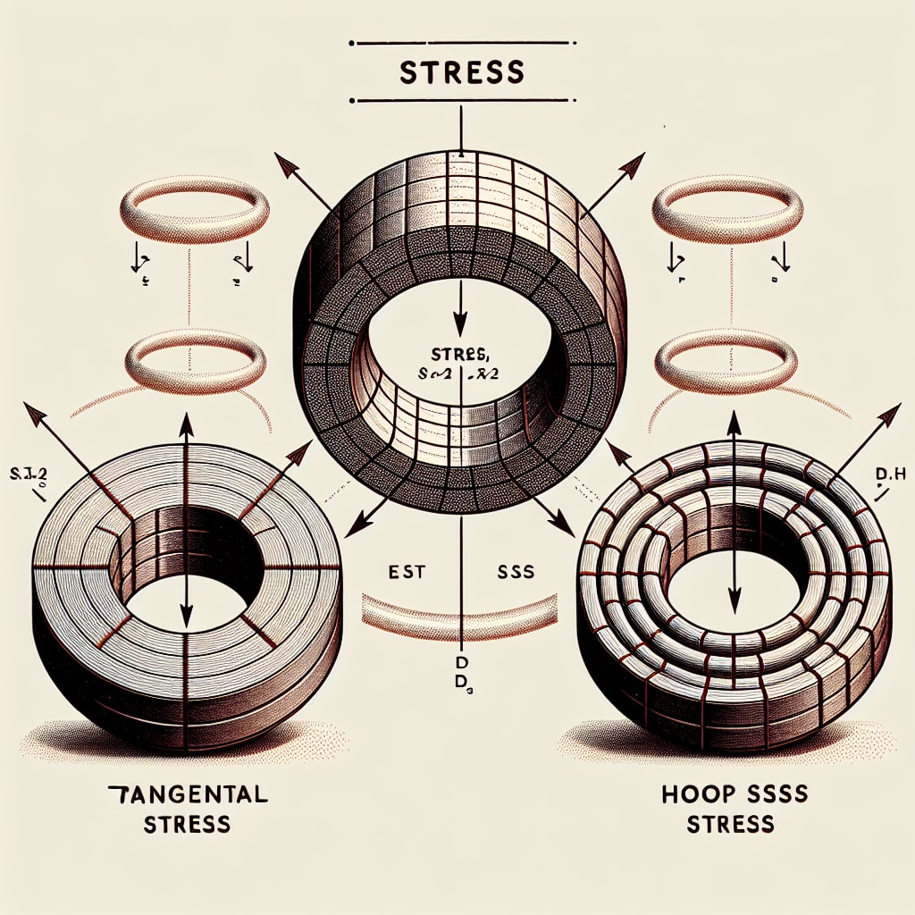 what is the difference between tangential,radial,hoop stress