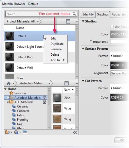 Figure 9. The right-click context menu.