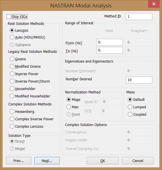 Range methods. Nastran.