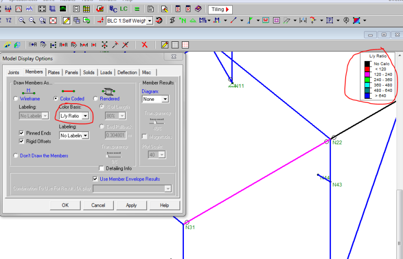 risa 3d deflection limits