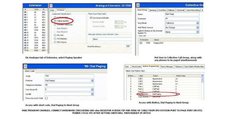 Ip office 500V2 mixed paging w/UTI Paging adapter - Avaya: IP Office -  Tek-Tips