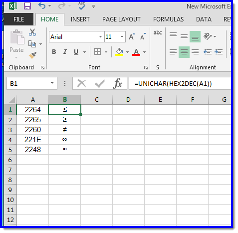 Excel symbol