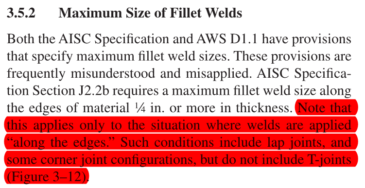 Weld Size Chart