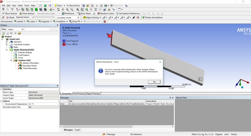 error invalid assignment ansys