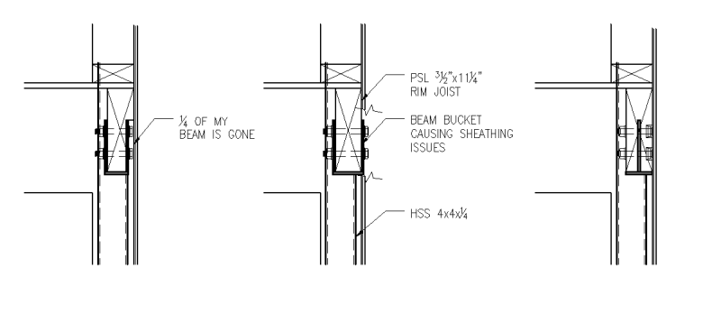 wood joist wall section