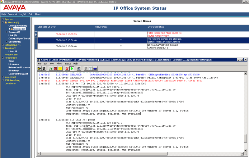 SIP Trunk - congestion count - Avaya: IP Office - Tek-Tips