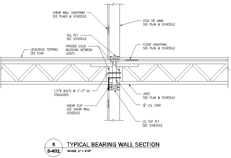 Wood Bearing Wall With Trusses