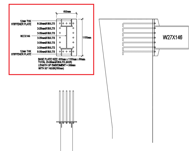 12m Canopy Steel Beam To Rc Concrete Connection Structural Engineering General Discussion Eng Tips