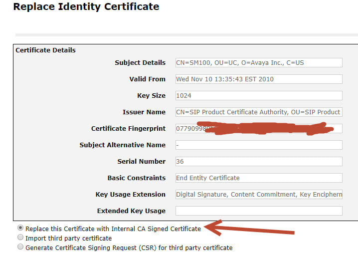 Certificate signing request