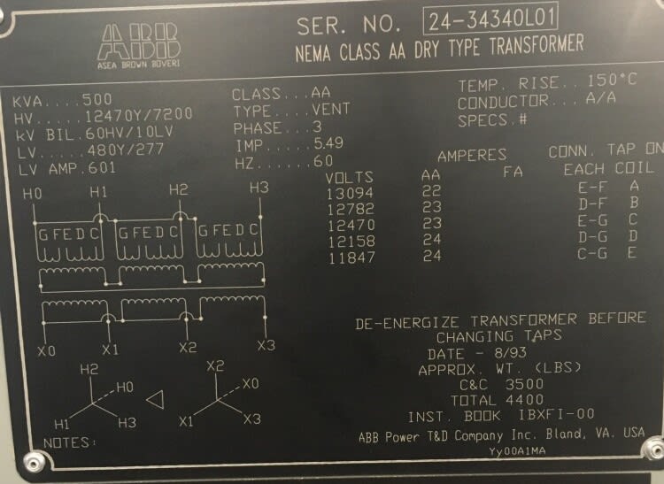 ge transformer serial numbers