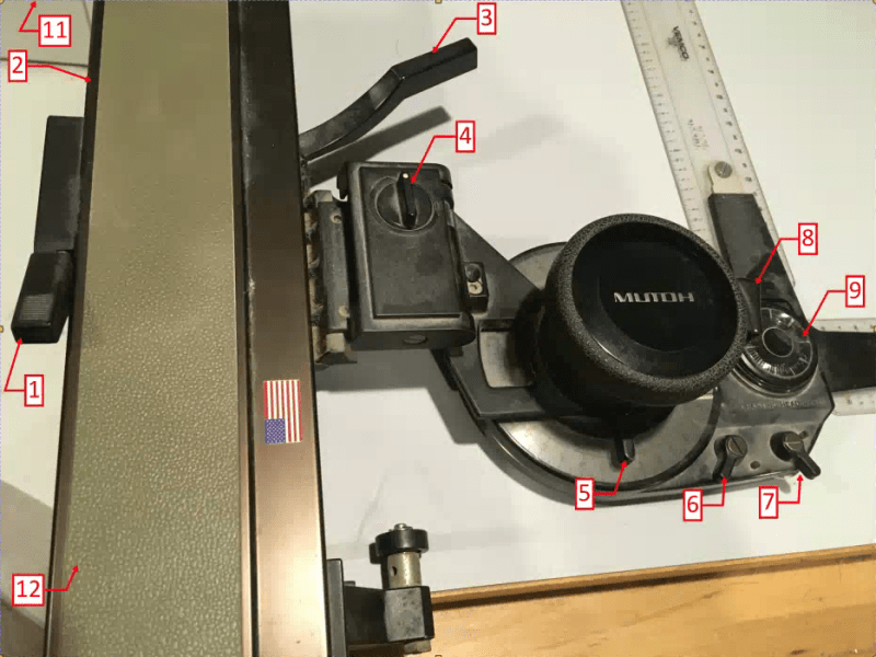 Vintage Drafting Machine, Vemco Right hand machine, full size, restored  excellent condition, 2 like new scales 12 and 18, FREE SHIPPING