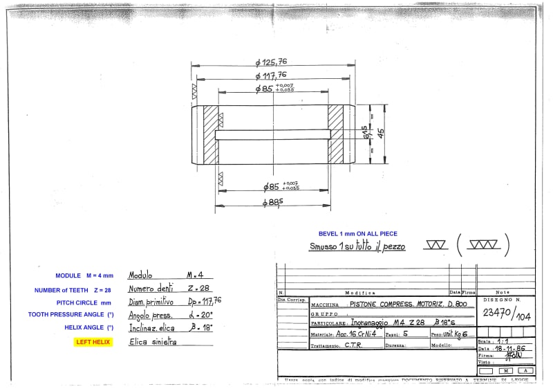 helical gear drawing