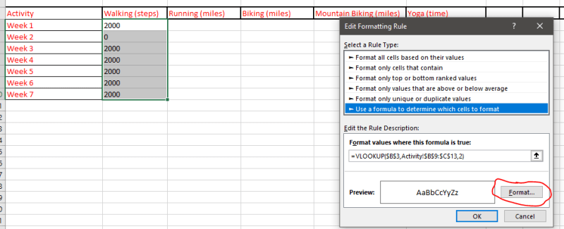 conditional formating with spreadsheet converter