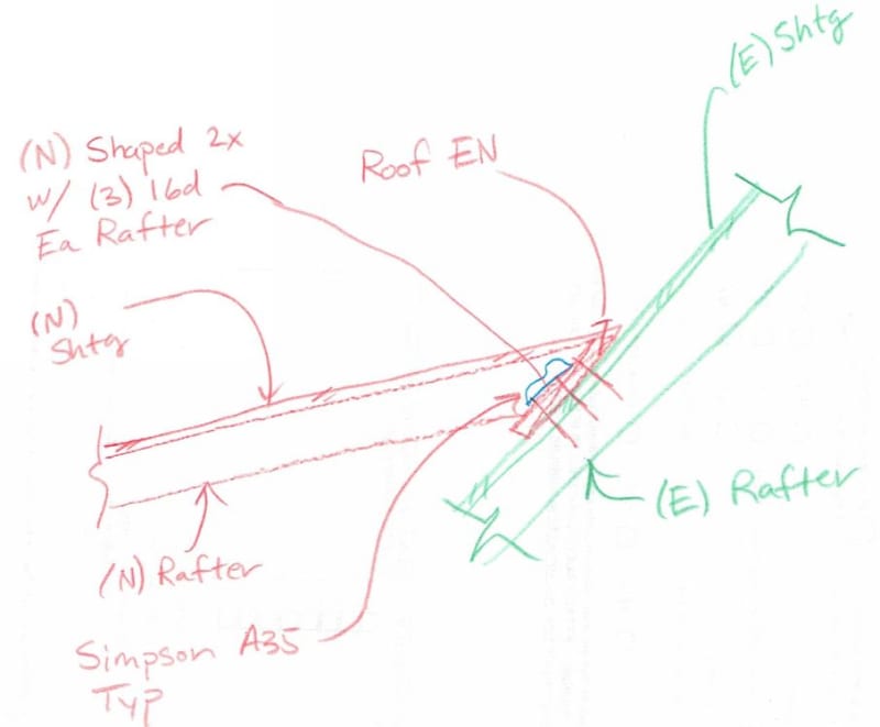 New Rafter Connection into Existing - Different Roof Pitches ...