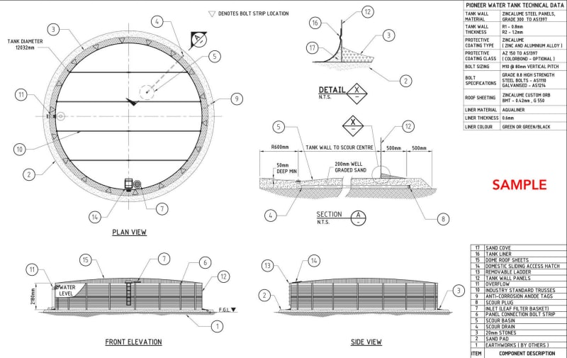 Cylindrical  Plate Small  Carbon Steel  Typical Arrangement Tank   Hartwell