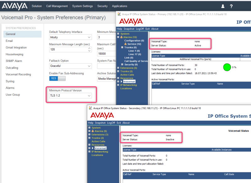 Voicemail is down after SE upgrade to  FP1 SP1 - Avaya: IP Office -  Tek-Tips