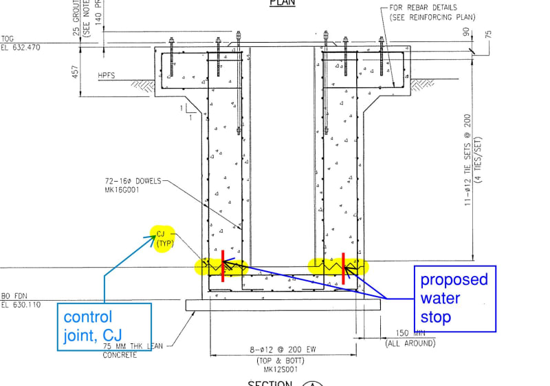 Water stopper installation at Retaining Wall, water stopper joining  procedure