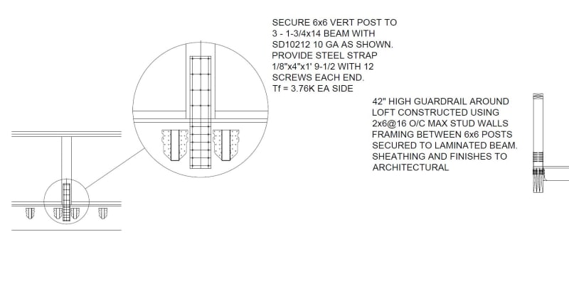 wood parapet detail