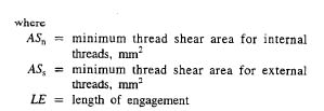 Thread Shear Area Formulas and Calculator per. ASME B1.1