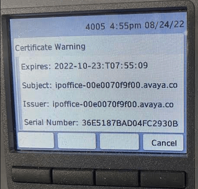 avaya eth pt warning