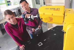 Jennifer Creamer (left) and Le Ma (right) are both Ph.D. students at Missouri S&T. Creamer recently published her research into methods of improving the accuracy of 5-axis machine tools. (Image courtesy of Missouri S&T.)