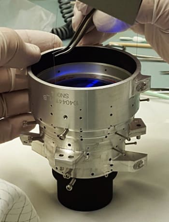 The ASTERIA telescope optics are installed and aligned. (Image courtesy of NASA/JPL.)