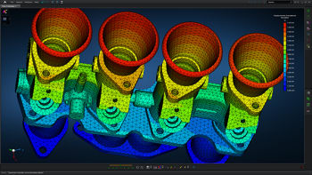 Eigen value analysis of an engine-sub-assembly using MSC Apex. Will CVC Capital be the new owners of this software? (Image courtesy of MSC Software.)