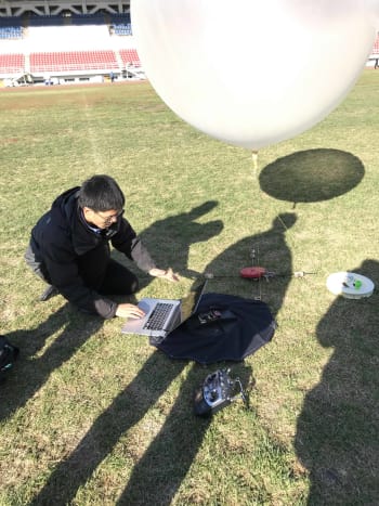 Rui Wu on location testing his heat shield. (Image courtesy of Rui Wu, The University of Manchester.)