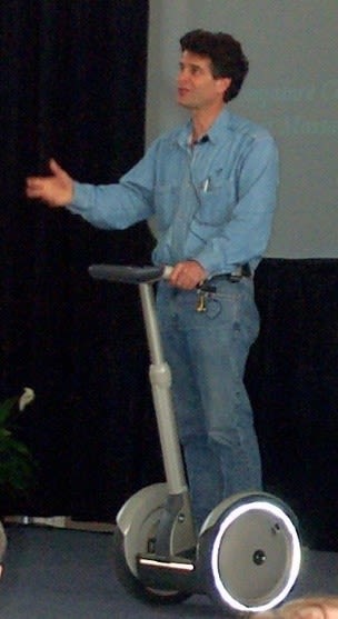Dean Kamen showing off his most popular invention, the Segway. (Image courtesy of Jared C. Benedict.)