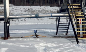 A 3D scanner doing its work at the CNRL brownfield site.