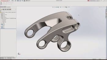 Final optimized bike frame rocker based on the topology optimization results image. (Image courtesy of Dassault Systèmes.)