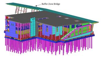 Athens National Library modeled in Scia Engineer with seismic isolation. Building designed by Renzo Piano.