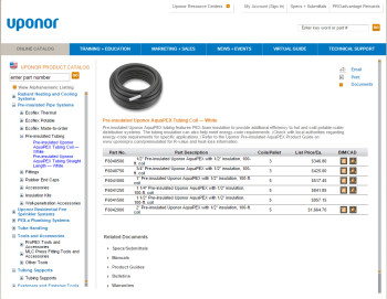 An example of the customized BIM catalog created for Uponor by Thomas Enterprise Solutions. (Image courtesy of Uponor.)