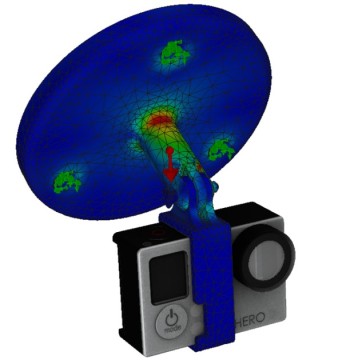 Simulation of a camera mount in SOLIDWORKS Simulation. (Image courtesy of Dassault Systèmes.)