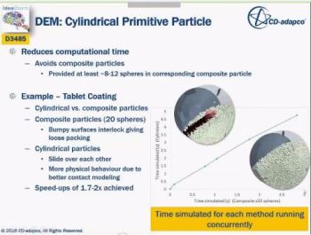 Using cylindrical particles versus composite particles made for more accurate and faster DEM simulations.