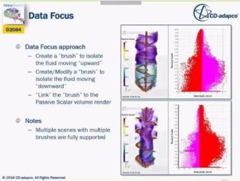 The Data Focus tool collects numerical data and mixes them with a visual simulation scene. (All Images courtesy of CD-adapco.)