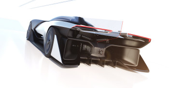 The electric vehicle travels at a maximum speed of 200 MPH. (Image courtesy of Faraday Future.)