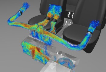 Exa’s FIND module in PowerACOUSTICS determines noise source in an HVAC simulation. Image courtesy of Exa Corporation.