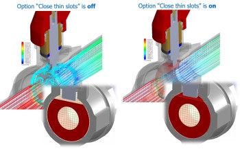 Small channels and gaps can be solid-filled during the meshing process.