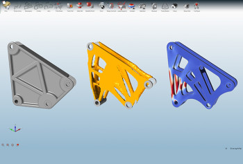 Screenshot of a topology optimization using solidThinking Inspire. (Image courtesy of Altair’s solidThinking.)