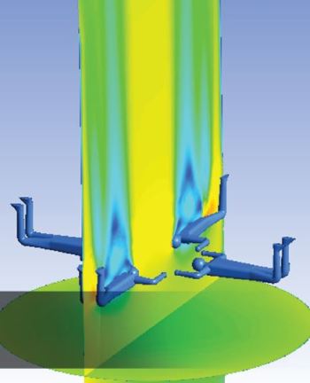 Simulation of one of KeelWit’s vertical wind tunnels. (Image courtesy of ANSYS.)