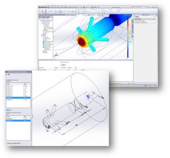 SOLIDWORKS One Window Interface allows for COMSOL simulations within the CAD user interface.